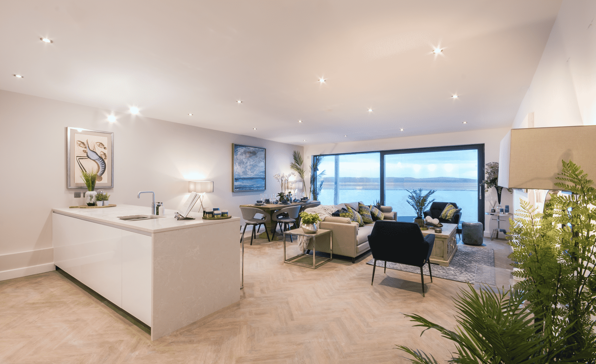 Open plan living space in The Sail, West Kirby